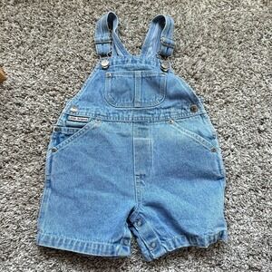 Vintage Little Arizona Denim Overalls Romper 18 Months Baby Blue Jean Shortall